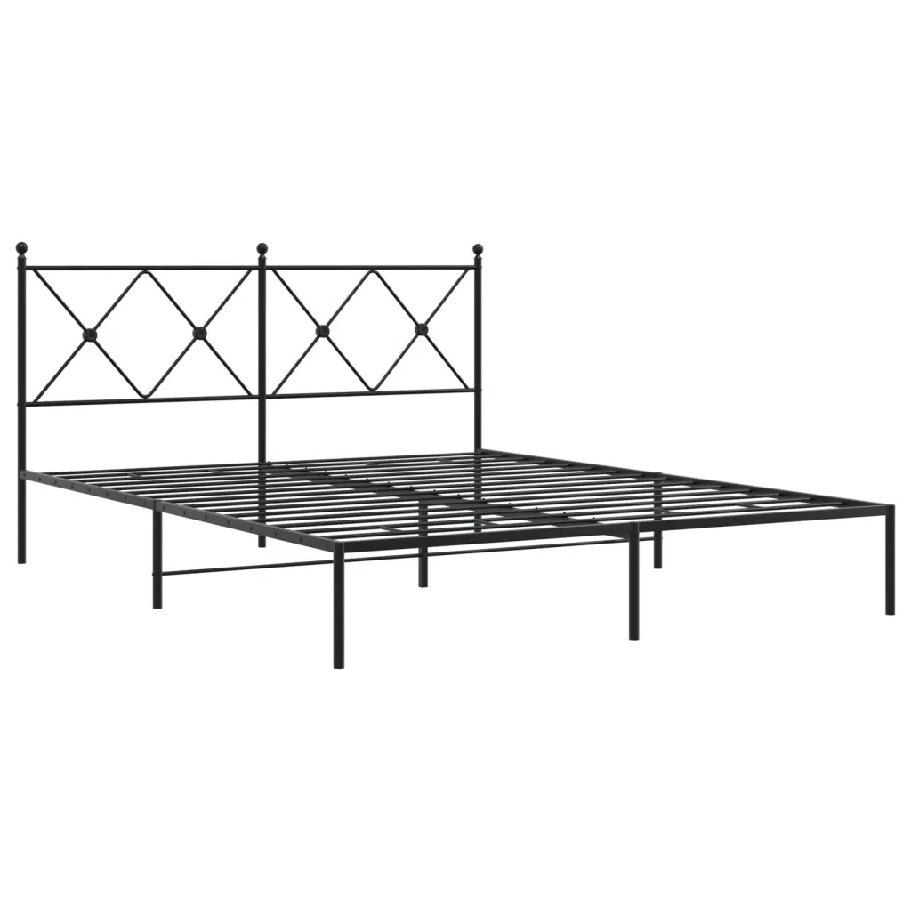 Giroletto con Testiera in Metallo Nero 160x200 cm 376505