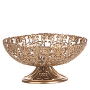 Coppa Decorativa con Intarsi 32 cm in Metallo Champagne