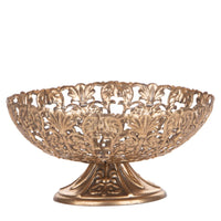 Coppa Decorativa con Intarsi 32 cm in Metallo Champagne