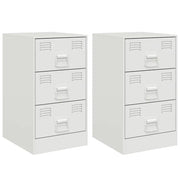 Set di 2 Comodini | Armadio da Notte | Mobiletto da notte Bianchi 34,5x39x62 cm in Acciaio