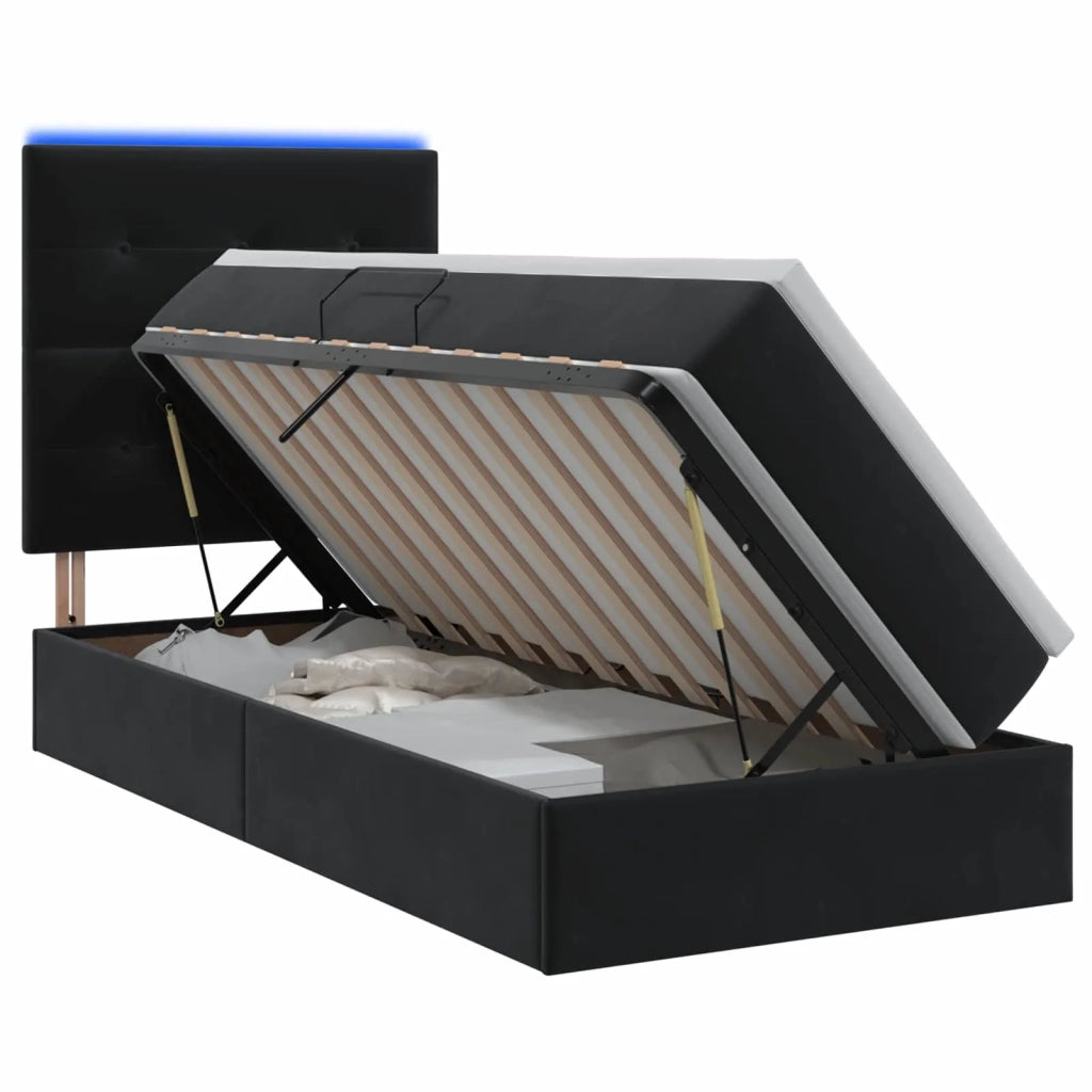 Letto con contenitore LED e materasso Nero 90 x 200 cm Velluto 3460106