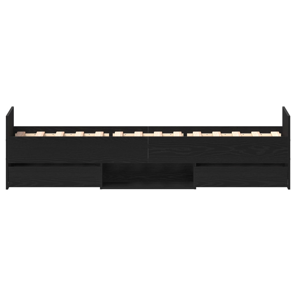 Letto senza Materasso Nero Rovere 75x190 cm Legno Ingegnerizzato