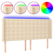 Testiera | Testata a LED Crema 163x16x118/128 cm in Tessuto