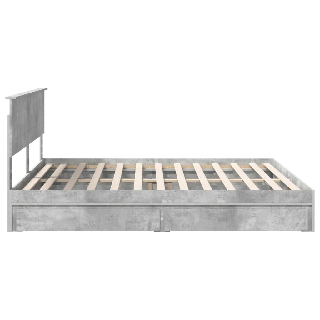Letto con Contenitore con testiera Grigio cemento 200 x 200 cm 3408427