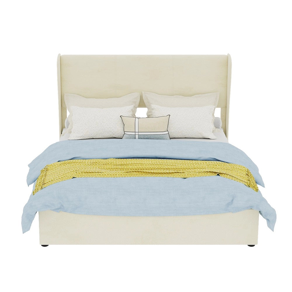 Letto Contenitore Imbottito con Testiera ¨C MINIMAL ¨C Beige 140x200 con Materasso
