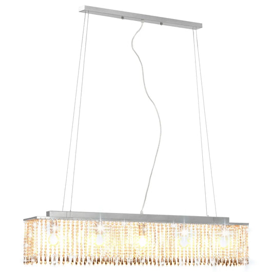 Lampadario con Perle di Cristallo Argento 104 cm E14 50860