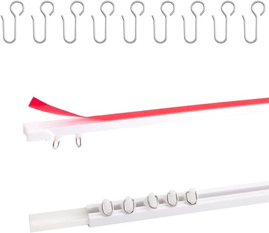 Gordijnrail selfadattivo - Divisore di stanza senza perforazione - Bianco - Corda per tenda - Ideale per bagno e doccia
