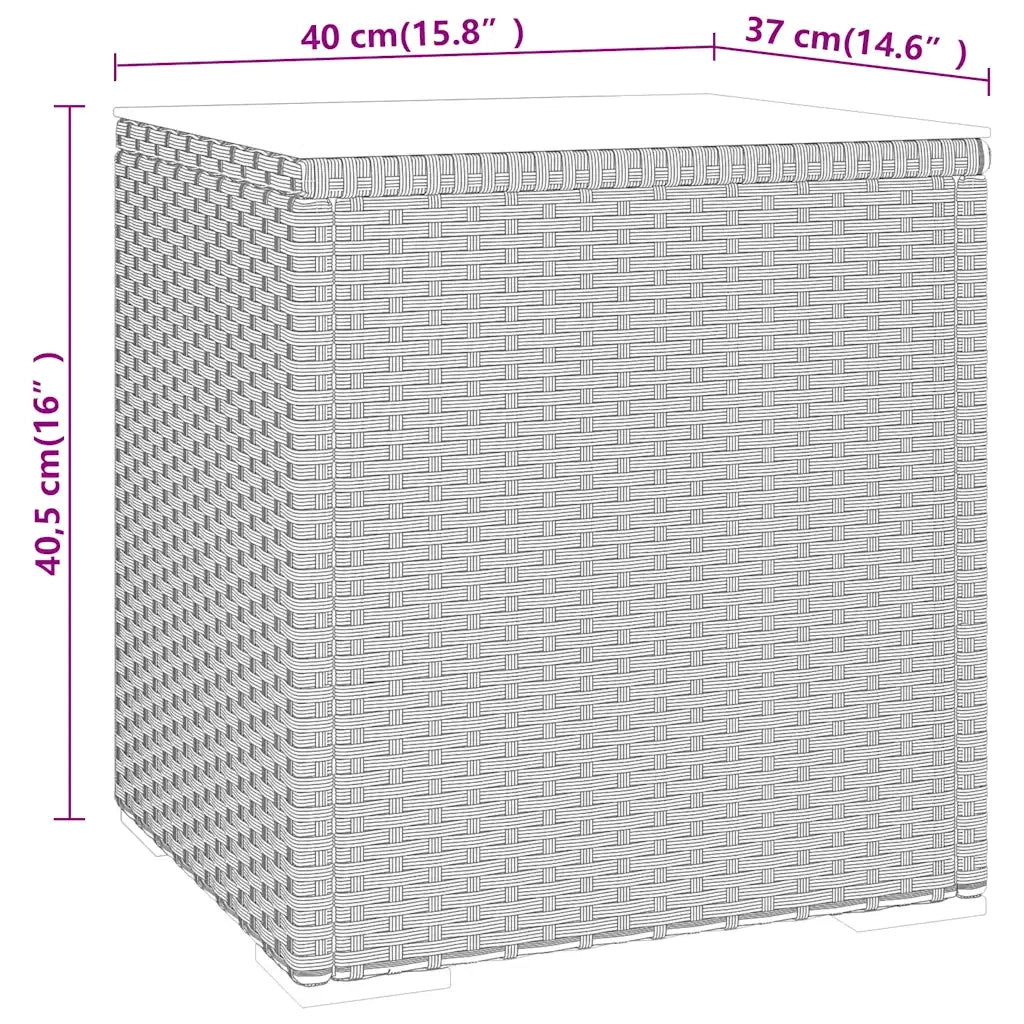Tavolino | Tavolo laterale Nero 40x37x40,5 cm Polyrattan e Vetro Temperato
