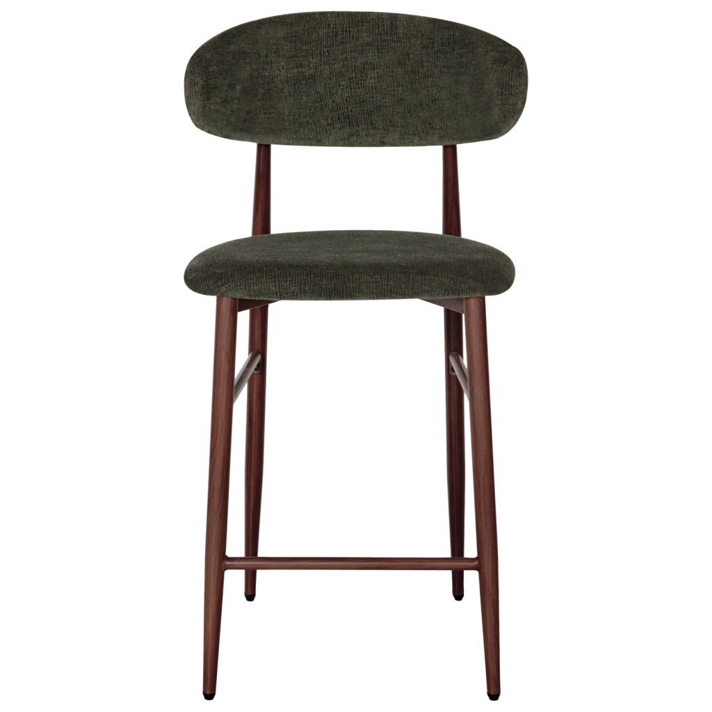 Set di 2 sgabelli da bar kaki e metallo effetto legno scuro SIMON