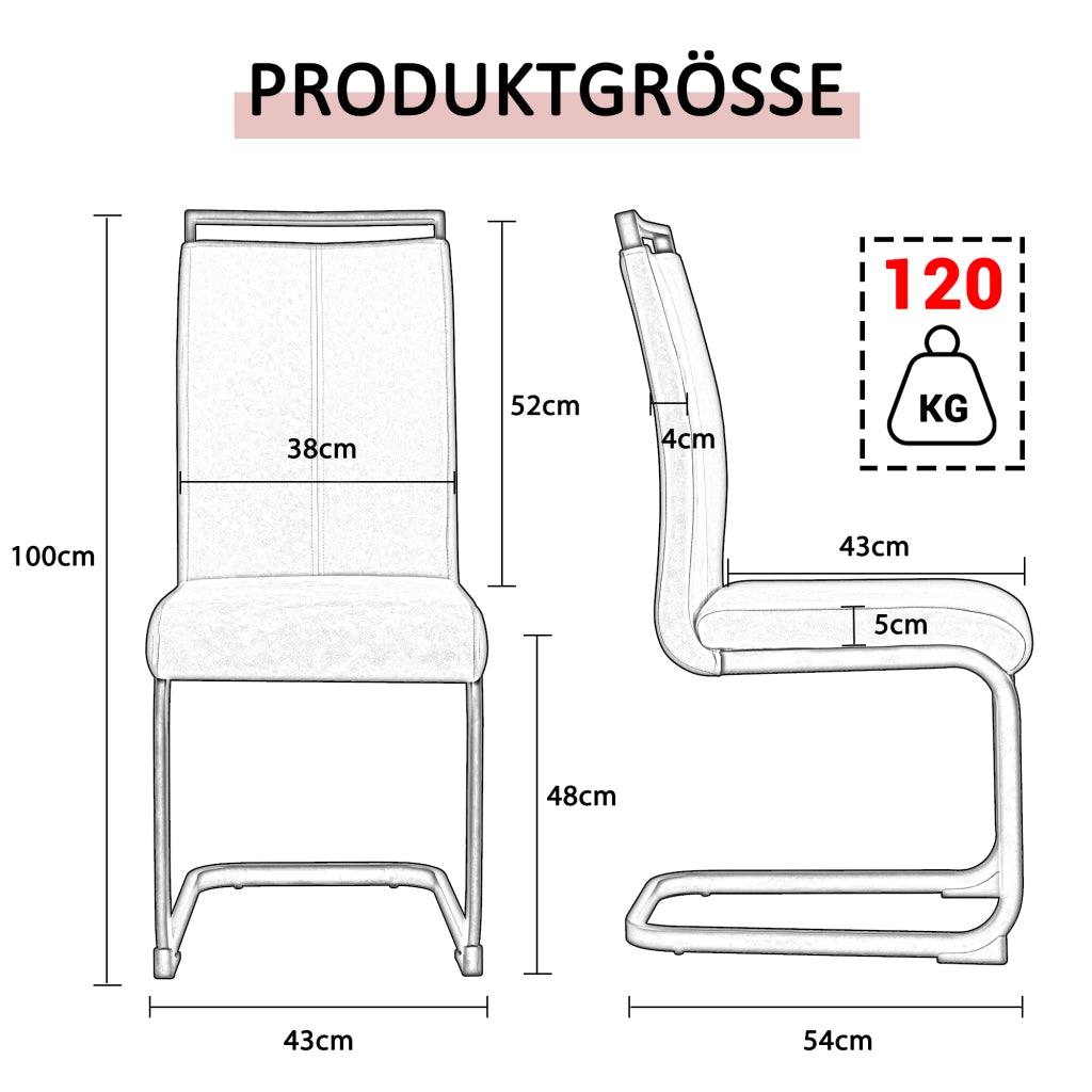 Sedia da Pranzo in Ecopelle Imbottita ¨C Xylo ¨C Nero, Set 4 Pezzi, Gambe in Metallo