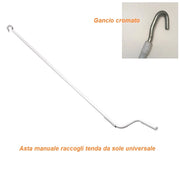 Asta manuale per tenda da sole con gancio cromo