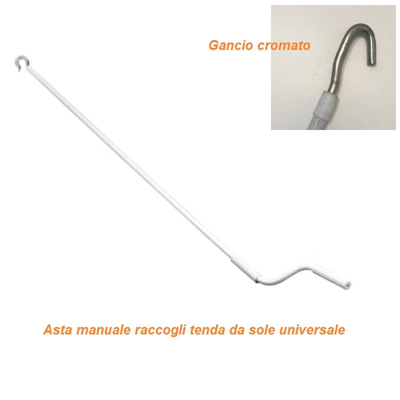 Asta manuale per tenda da sole con gancio cromo