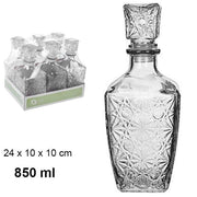 Trade Shop - 6 Bottiglia Vintage Per Liquore Wiskey Cognac Scotch In Vetro Con Tappo 10x24cm -