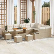 Set Divano da Giardino con cuscino 13 pcs Beige polyrattan