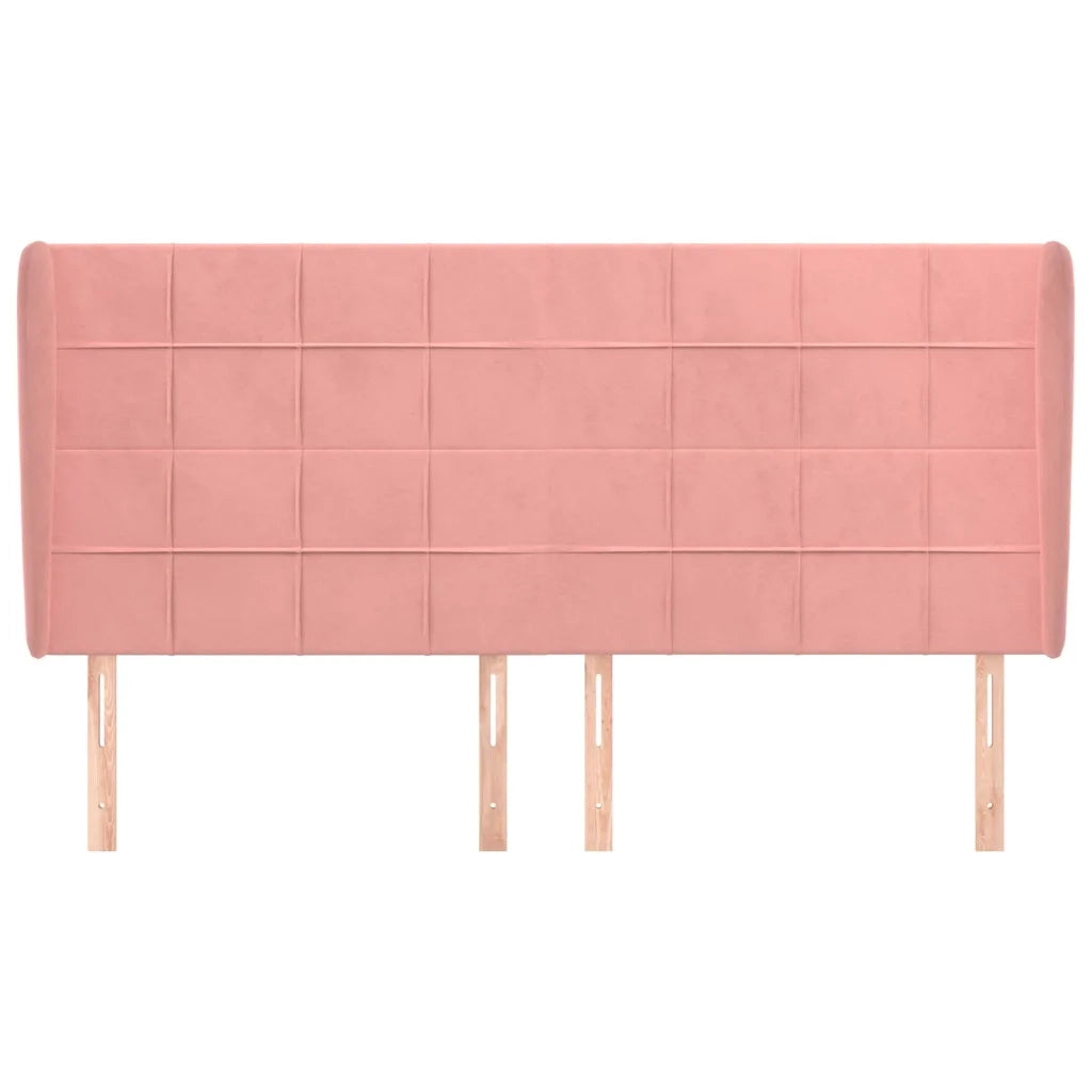 Testiera ad Orecchio-Testata con Orecchie Rosa 203x23x118/128 cm in Velluto 256956