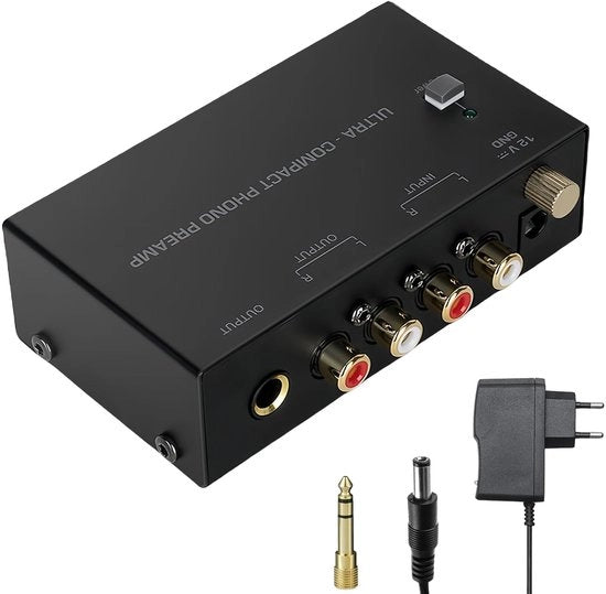 Amplificatore di Preamp per Dischi da 33 giri - Adattatore DC 12V - Ingresso e Uscita RCA - Per Alta Qualità Audio - Migliora la Riproduzione del Suono - Adatto per