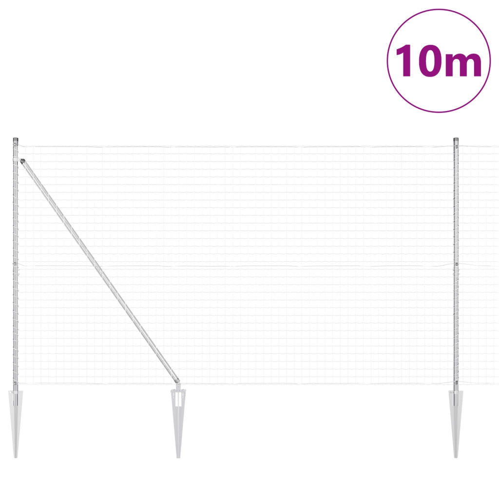Recinzione Euro con 7 Pali a Picco 1.6x10 m in Acciaio Galvanizzato