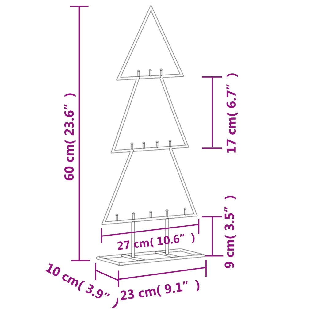 Albero di Natale Decorativo in Metallo Nero 60 cm 359591