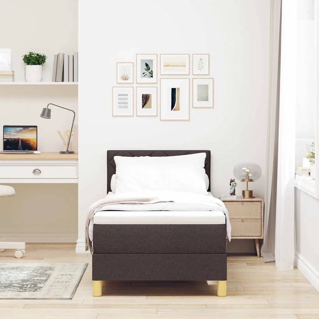 Letto a Sorgente LED con led Marrone Scuro 80 x 200 cm Tessuto