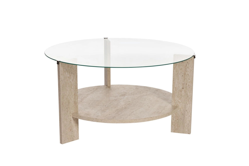 Tavolo basso in legno "Clara" - 75 x 75 x 40 cm - Travertino Trasparente