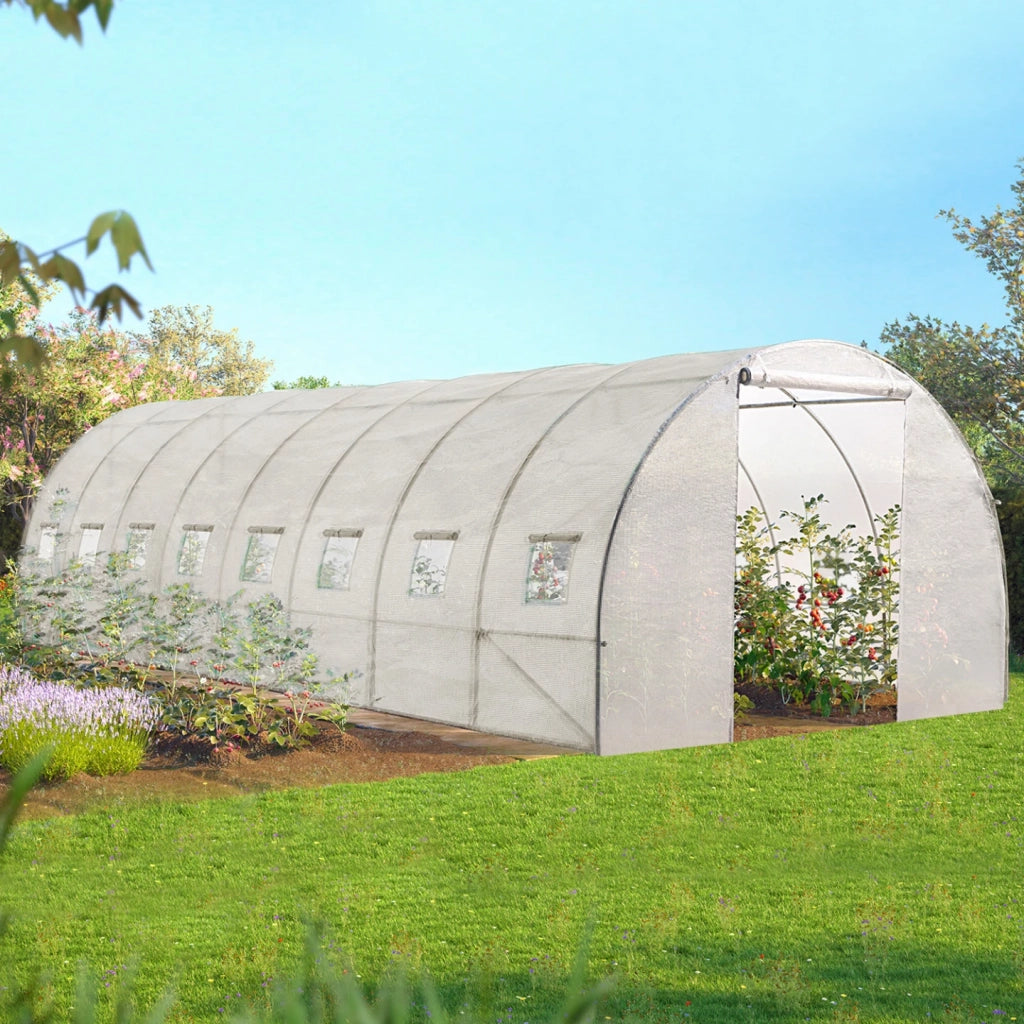 IDMarket - Telone di ricambio da 130 gr/m² per serra a tunnel bianca da 24m² DES ANDES