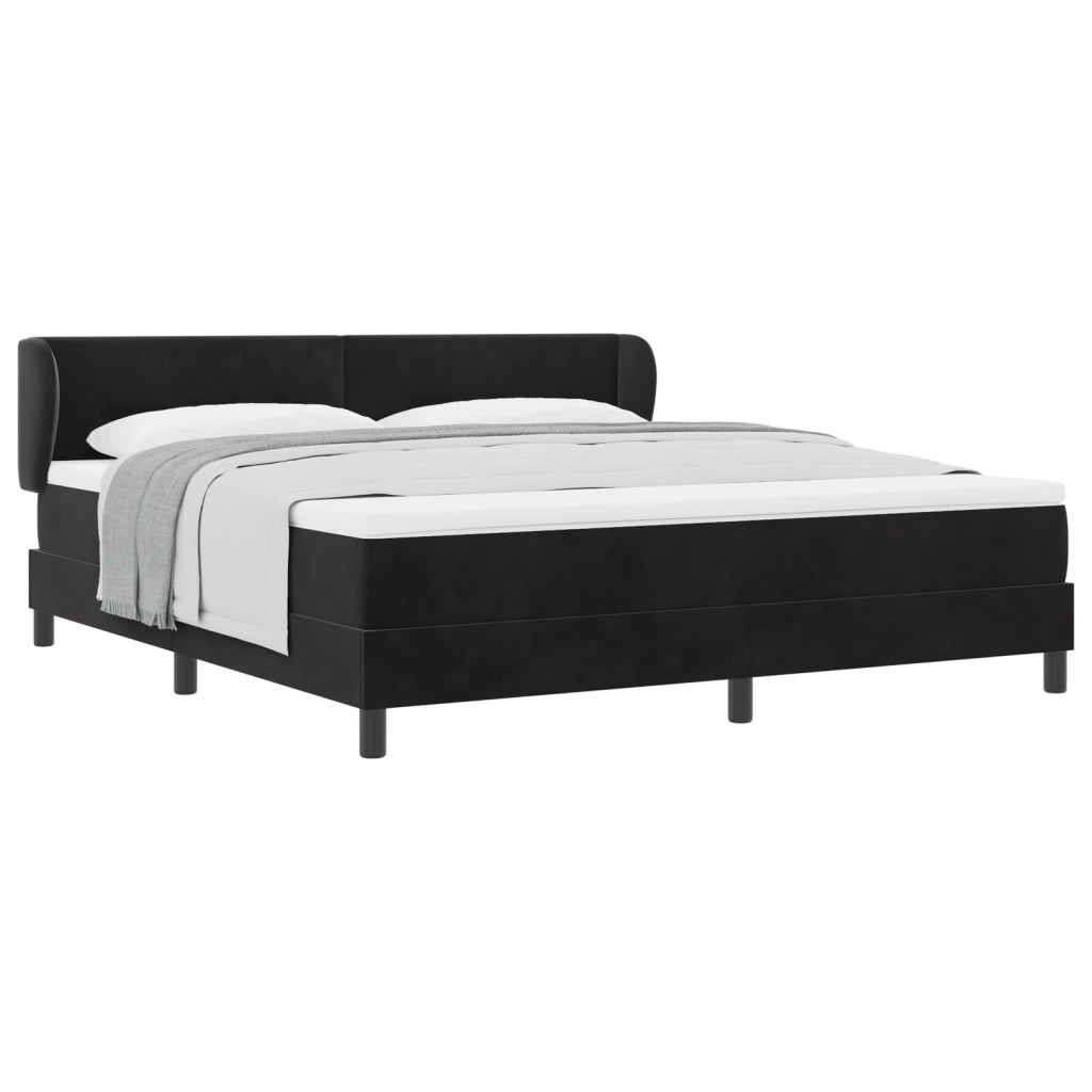 Letto a Molle con Materasso Nero 180x200 cm in Velluto
