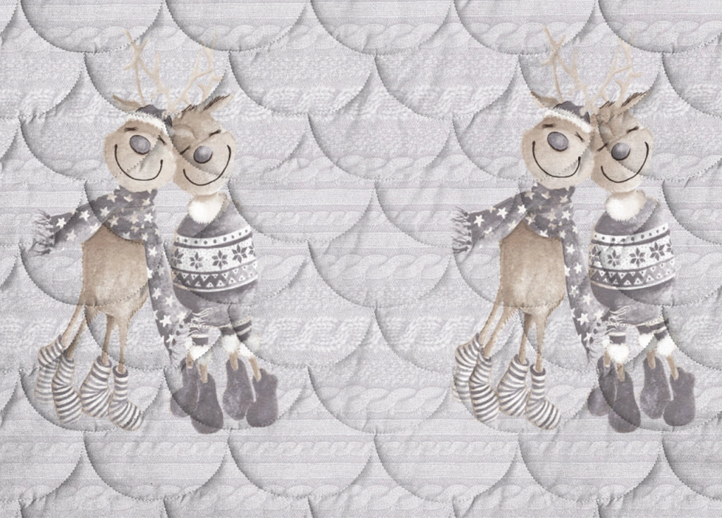 Trapunta Piumone Invernale Linea Pensieri Delicati Disegno Renna Grigio - Matrimoniale - Grigio