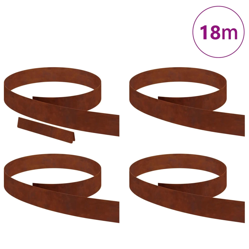 Bordura per Prato 4 pcs Ruggine 450 x 0,05 x 10 cm 868021