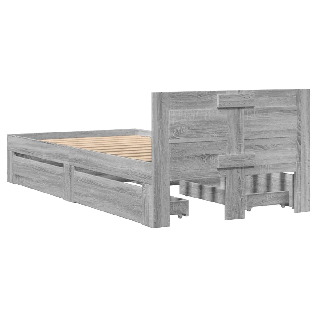 vidaXL Giroletto con Testiera Grigio Sonoma 90x200cm Legno Multistrato