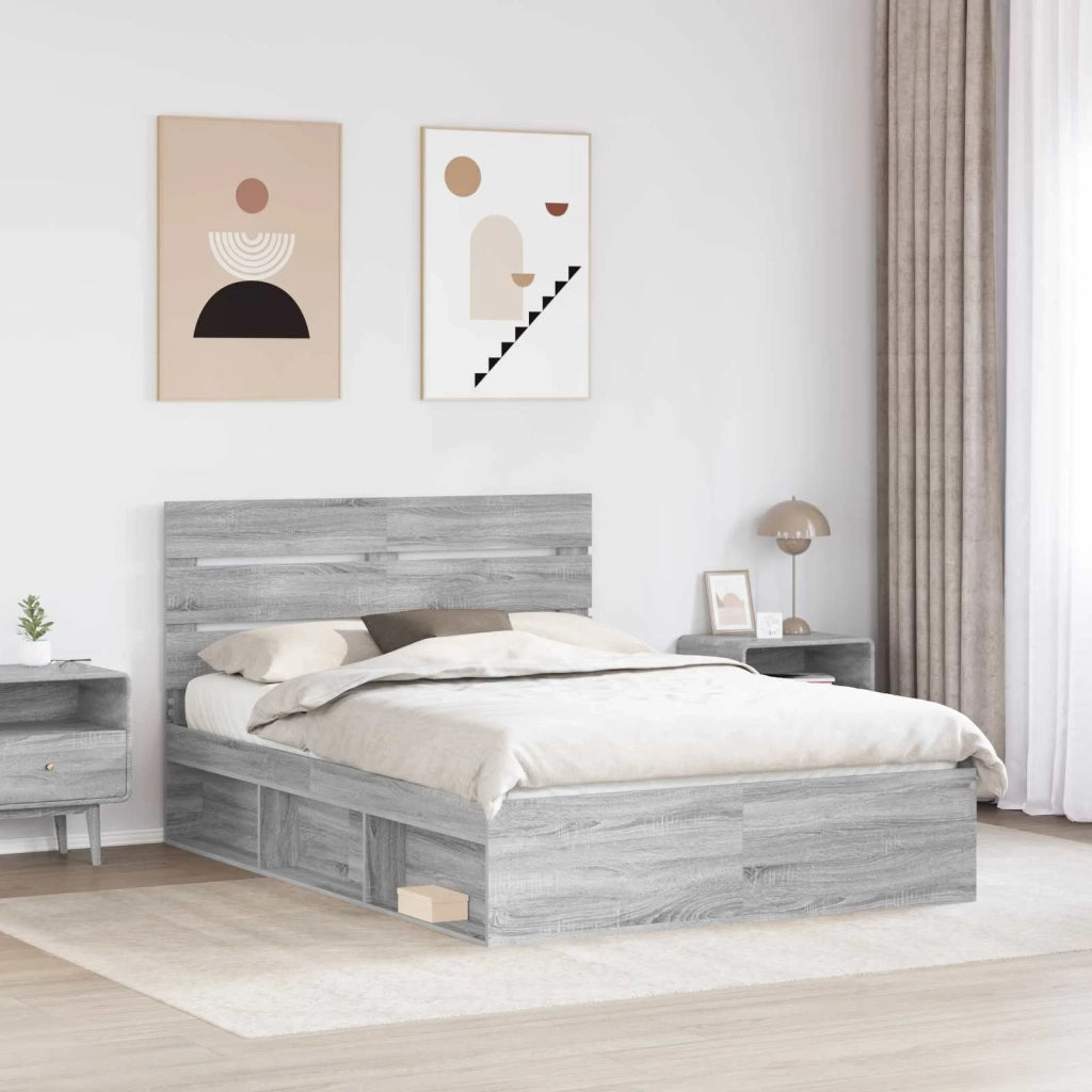 Struttura del letto Grigio Sonoma 140 x 190 cm Pino massello 3411749
