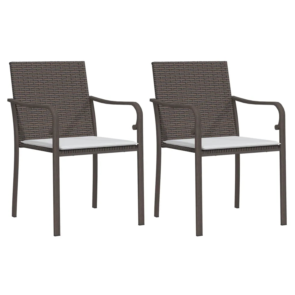 Set Pranzo da Giardino 3pz con Cuscini in Polyrattan e Acciaio 3186937