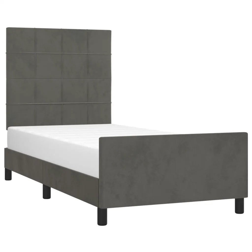 Giroletto senza Materasso Grigio Scuro 90x190 cm Velluto