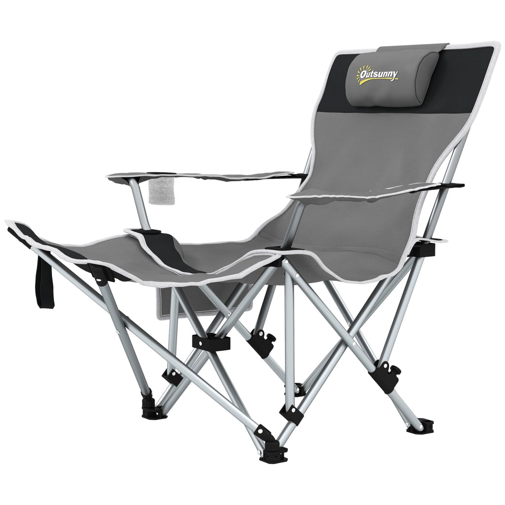 Sedia da Campeggio Pieghevole ¨C zephmum ¨C Grigio, Polipropilene, 82x100x88 cm