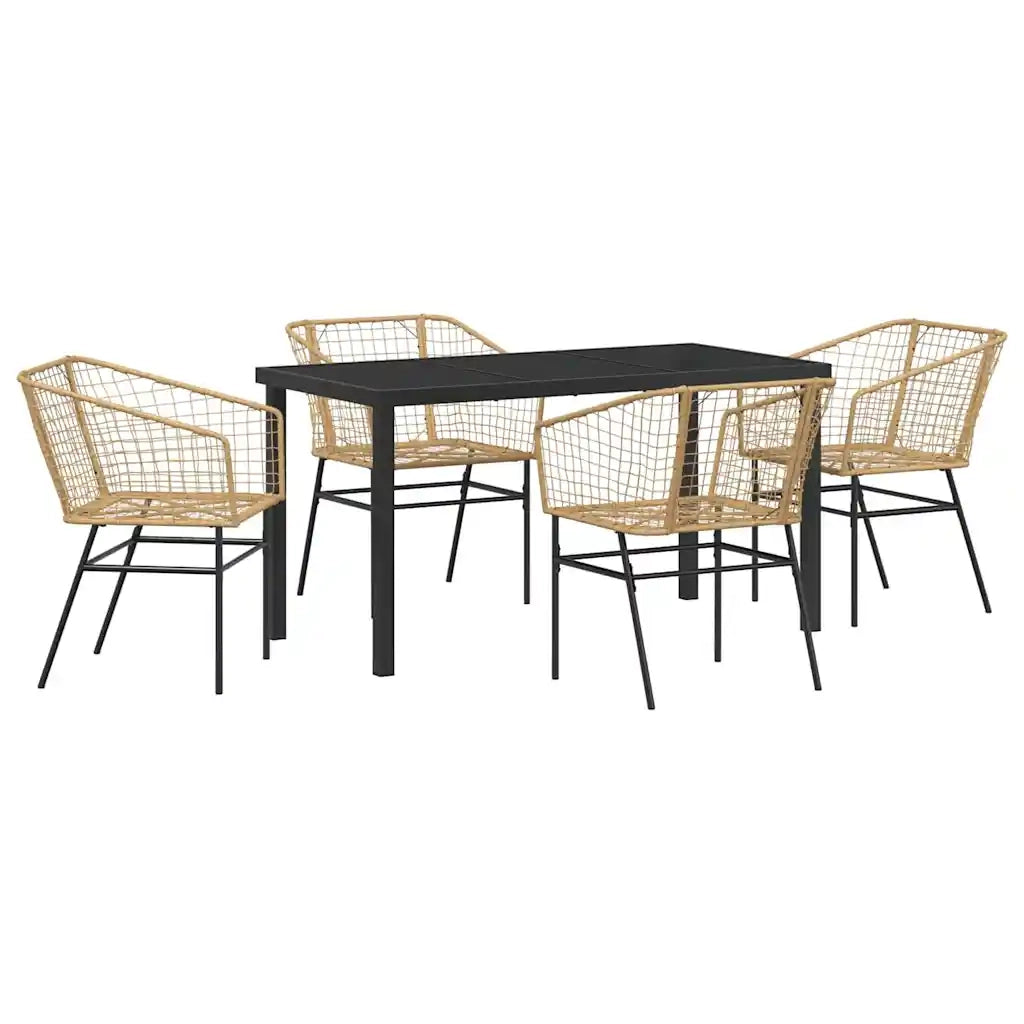 Set da Pranzo per Giardino 5 pcs Marrone polyrattan 3380899