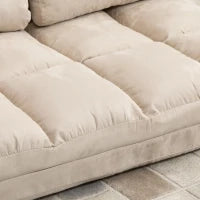 Poltrona Materasso Aggiuntivo Pieghevole, Poltrona Convertibile, Inclinazione dello Schienale Regolabile 14 Posizioni, 2 Cuscini, Beige