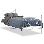 Letto singolo | Letto per adulti | Giroletto con Testiera e Pediera Metallo Bianco 80x200 cm
