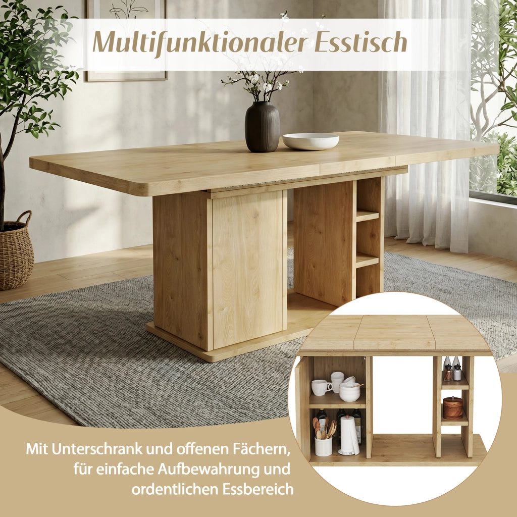 Tavolo da pranzo - estraibile 140/180x80 cm - con vano - per 6-8 persone - stile scandinavo - rovere