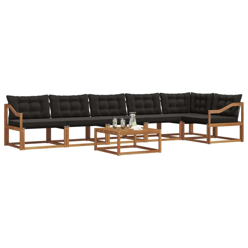Set di divani da esterno con cuscino 7 pcs Naturale e Nero 3369539
