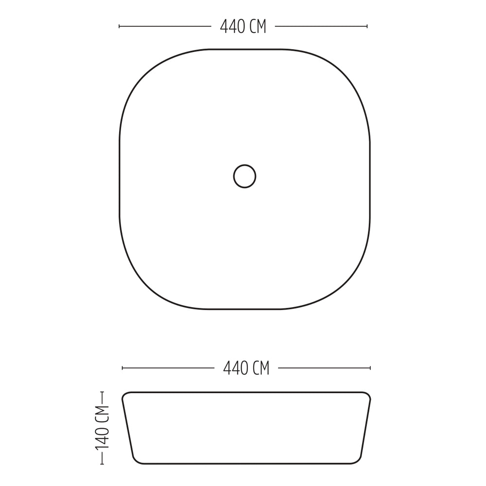 Lavabo da appoggio ceramica bianco quadrato tondeggiante 44x44x14 cm *** finitura- lucido, confezione 1