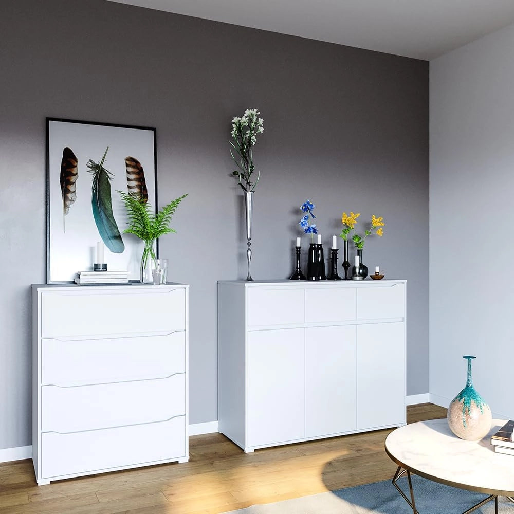 Cassettiera per camera da letto Ruben, Bianco, 48 x 101.6 cm, per riporre abiti e oggetti di uso quotidiano