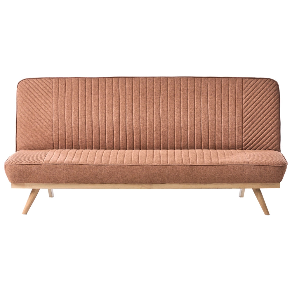 Divano letto Marrone Dorato Rivestimento in tessuto Gambe in metallo 2 posti Seduta con schienale imbottito Design moderno Senza braccioli