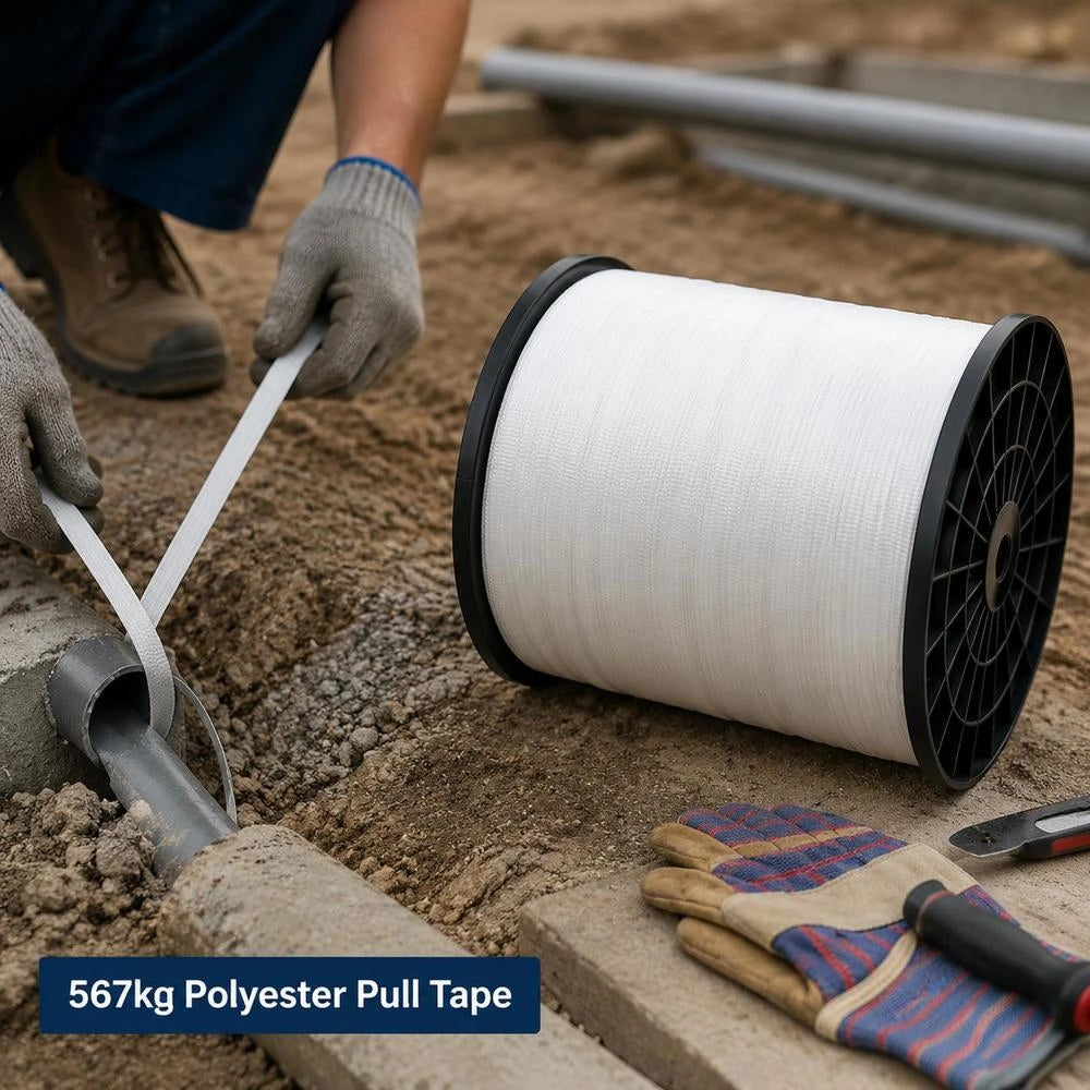 567 Kg Polyester Pull Strap, 961 M X 12.7 Mm Flat Strap For Wire And Cable Conduit Work, Variable Functions, Flat Rope For Pulling/loading/packing In All Weather Conditions