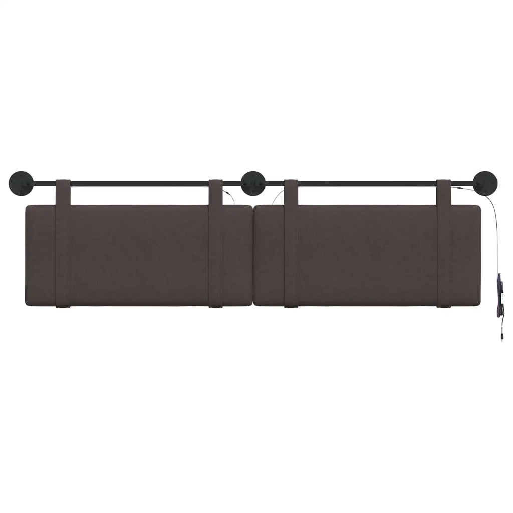 Testiera sospesa Con luce LED Marrone Scuro Tessuto