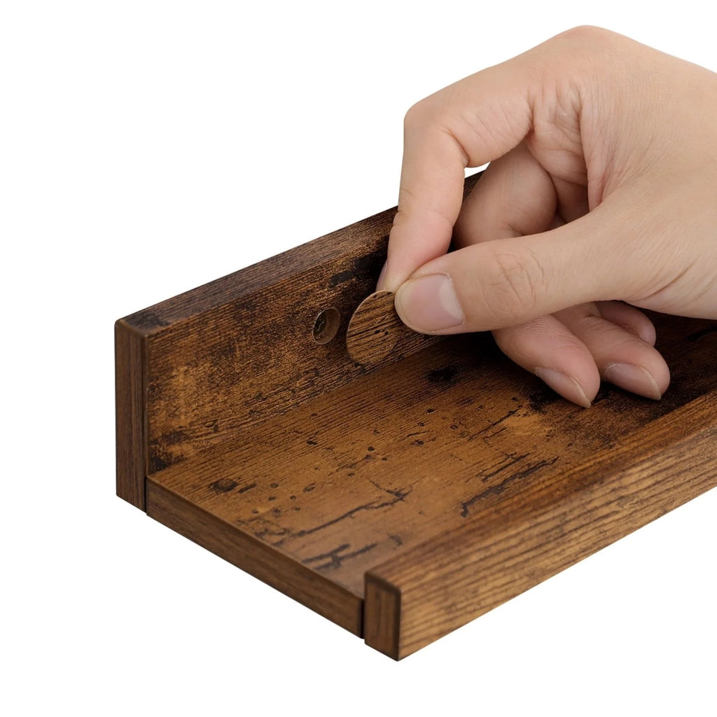Mensole da parete set di 3 mensole sospese mensole sospese lunghe 38 cm con bordi alti per cornici decorazioni spezie per cucina soggiorno marrone rustico 12_0005833