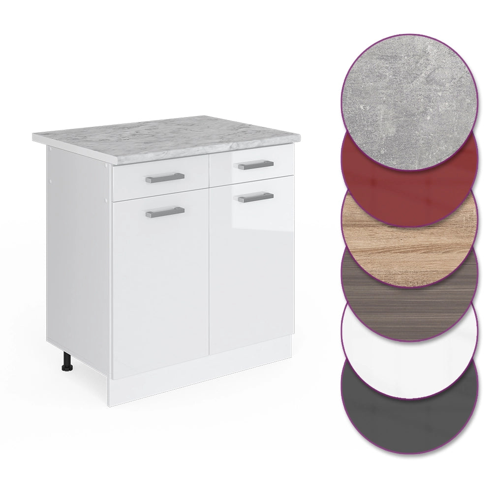 Vicco Mobiletto base per cucina Bianco lucido 60 cm , PL Marmo