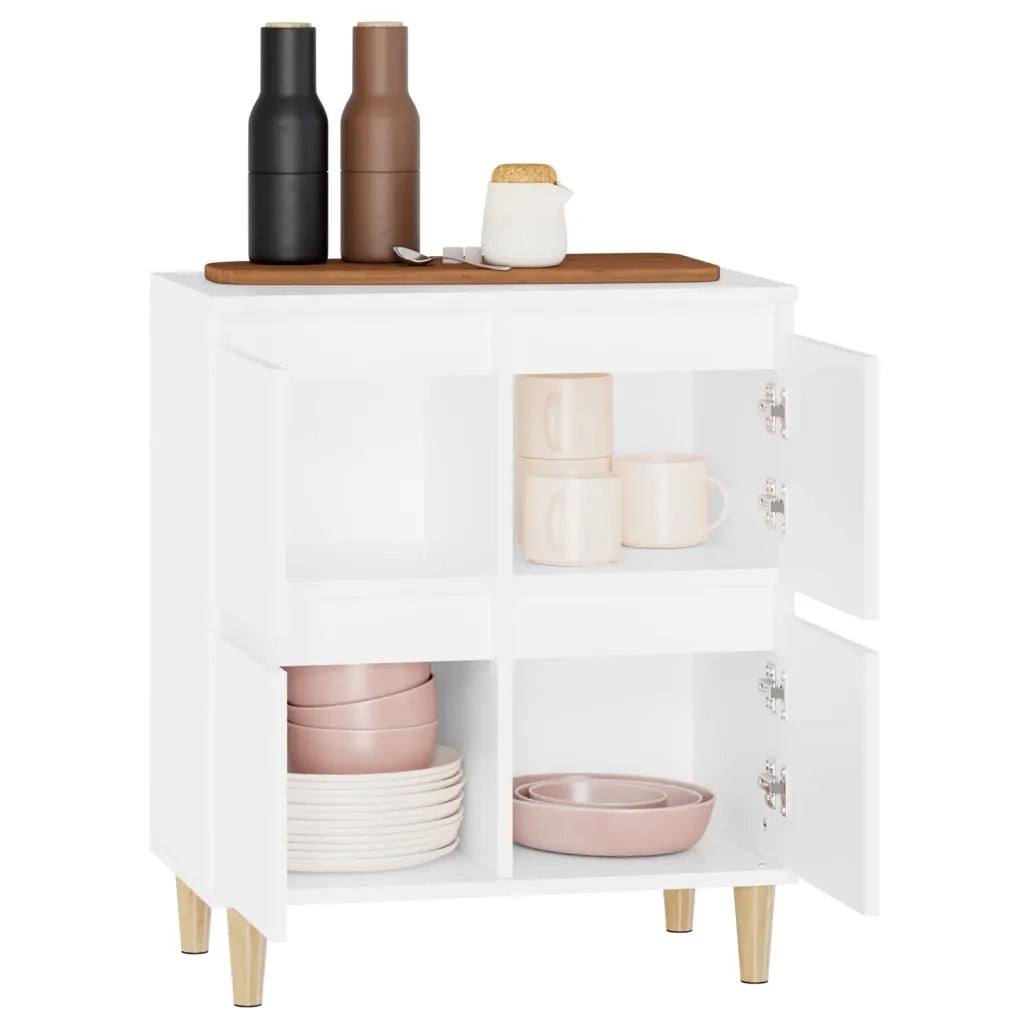 Credenza-Buffet-Armadio da cucina Bianca 60x35x70 cm in Legno Multistrato 110372