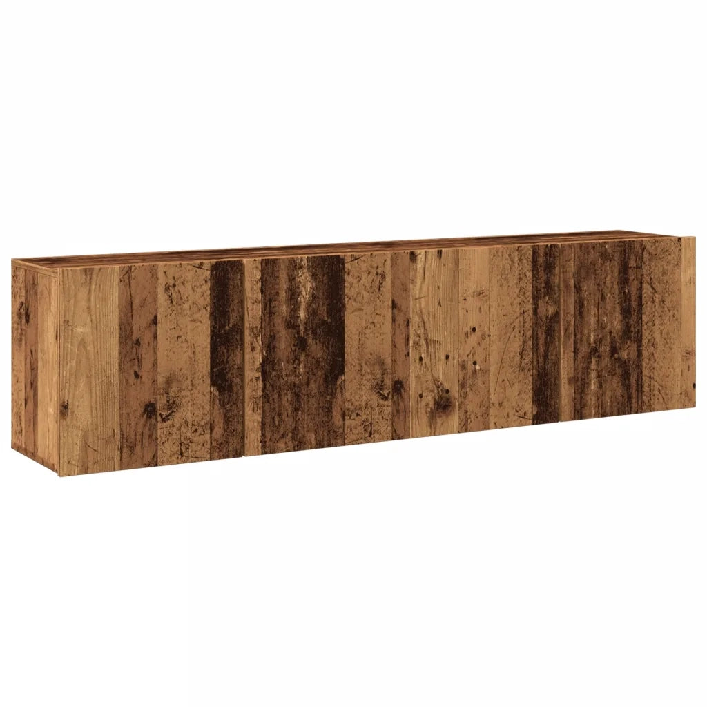 Set di 2 eleganti mobili porta TV a parete con ampio spazio contenitivo 80 x 30 x 41 cm realizzati in legno composito con finitura effetto legno anticato 02_0051167