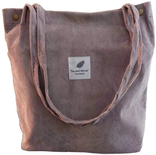 Borsa Corduroy Grande per Donna con Maniglia per Università, Ufficio e Scuola