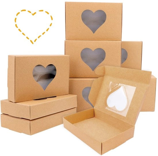 Scatola di Regalo con Finestra - Pacchetto per Compleanni - Decorazione per Feste - Dimensioni 18 x 12 x 3,5 cm - Scatola di Carta