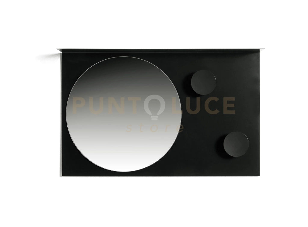 Specchio rettangolare due pomoli 80x50cm in metallo verniciato nero